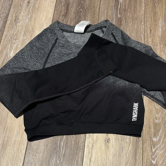 Gymshark Charcoal and Black Long Sleeve Top and leggings set - Picture 1 of 3